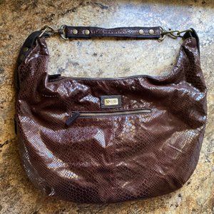 Maggi B Faux Leather Snakeskin Shoulder Purse Bag Tote 12 X 18